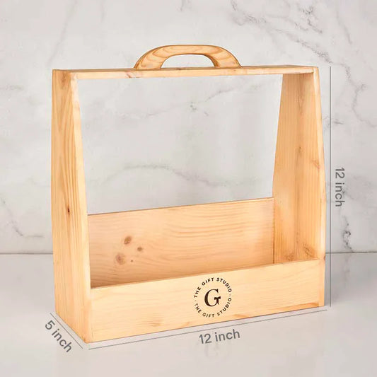 Wooden basket With Handle 12x5x12 Inch_The Gift Studio