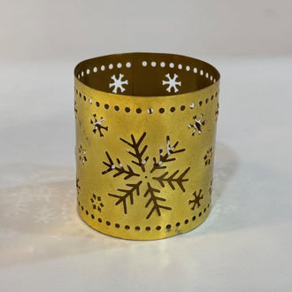 Xmas Metal Tlight Candle - Snowflake