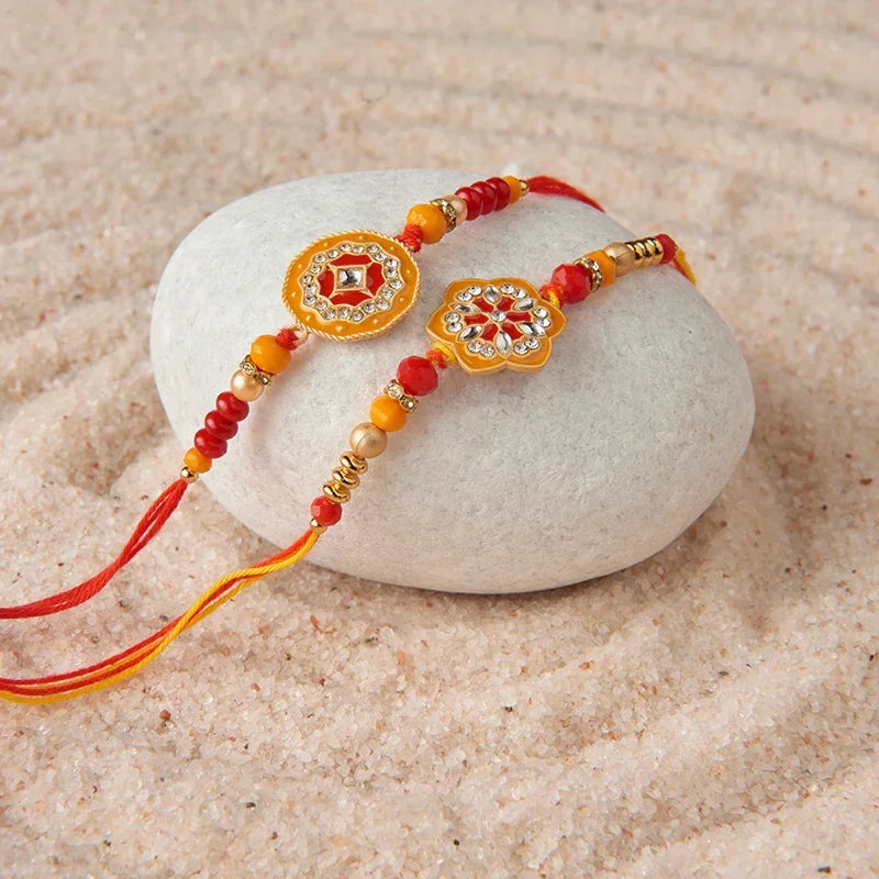 Yellow Radiance Rakhi Set of 2_The Gift Studio