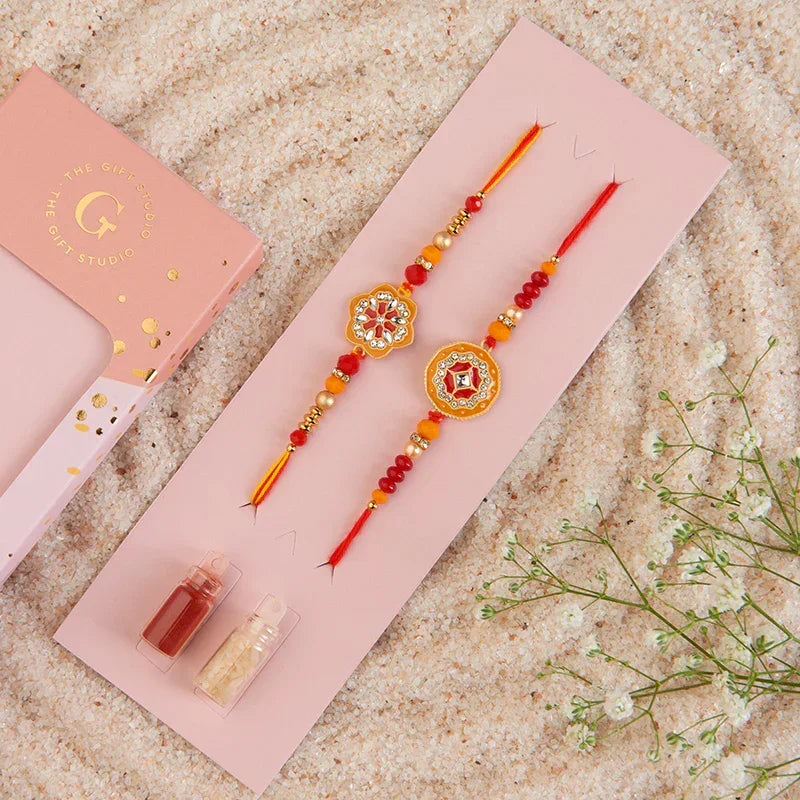 Yellow Radiance Rakhi Set of 2_The Gift Studio