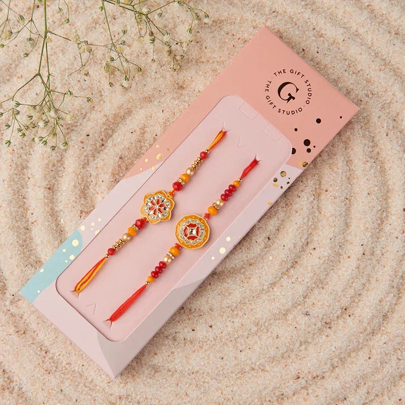 Yellow Radiance Rakhi Set of 2_The Gift Studio