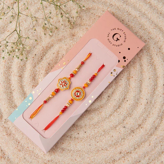 Yellow Radiance Rakhi Set of 2_The Gift Studio