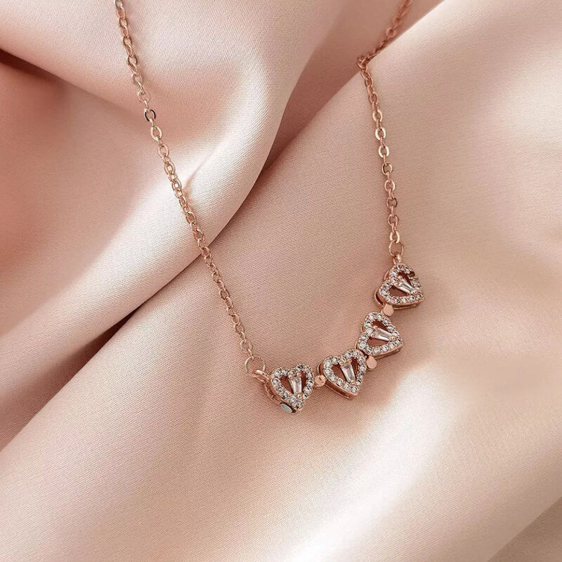 Zircon Heart Magnetic Clover Necklace