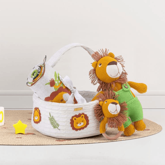 Knitted Lion Basket Gift Set - The Gift Studio