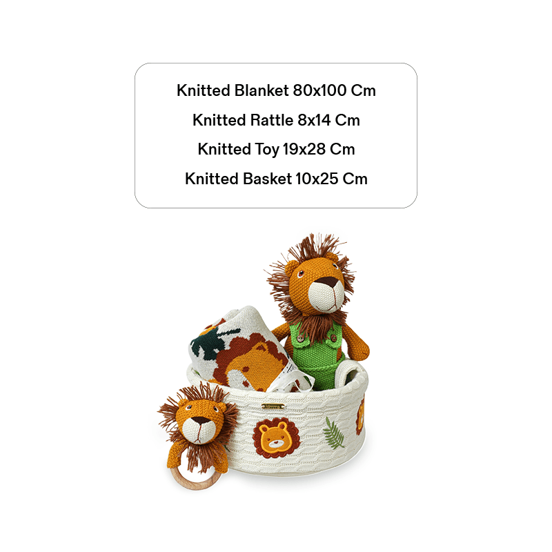 Knitted Lion Basket Gift Set - The Gift Studio