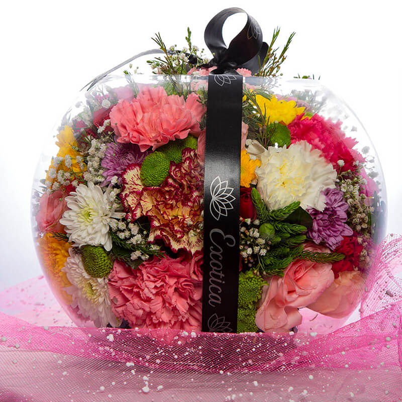 Glass Vase Of Daisy, Roses & Carnations