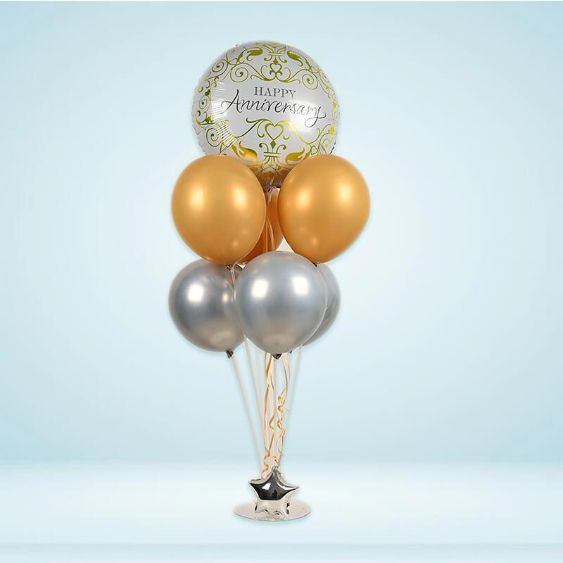 Gold & Silver Anniversary Balloon Bouquets - The Gift Studio