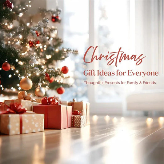Christmas tree with festive ornaments and wrapped gift boxes, holiday gift ideas for everyone