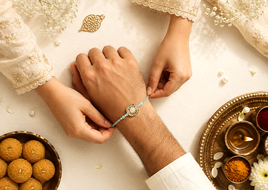 sister tying Rakhi to the brother - thumbnail