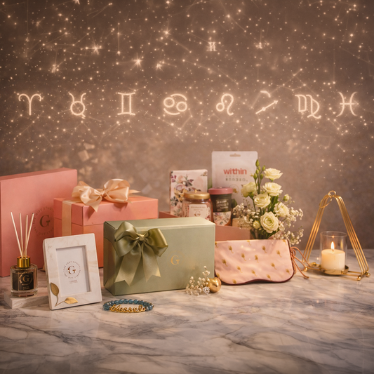 Zodiac signs with Gift ideas for each sign artfully displayed- thumbnail