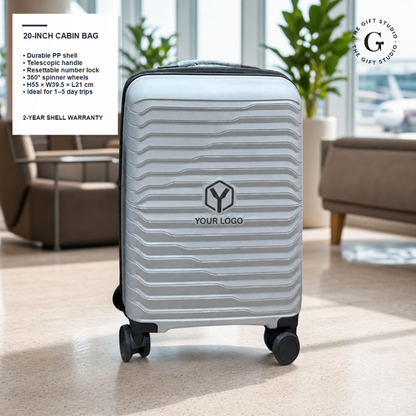 Nile Cabin Trolley Bag in silver with TGS branding