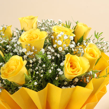 10 Yellow Roses Bouquet