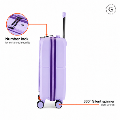 Nasher Miles branding cabin size suitcase with TGS logo