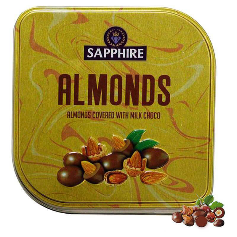 Sapphire Almond Chocolate Square Tin 90G