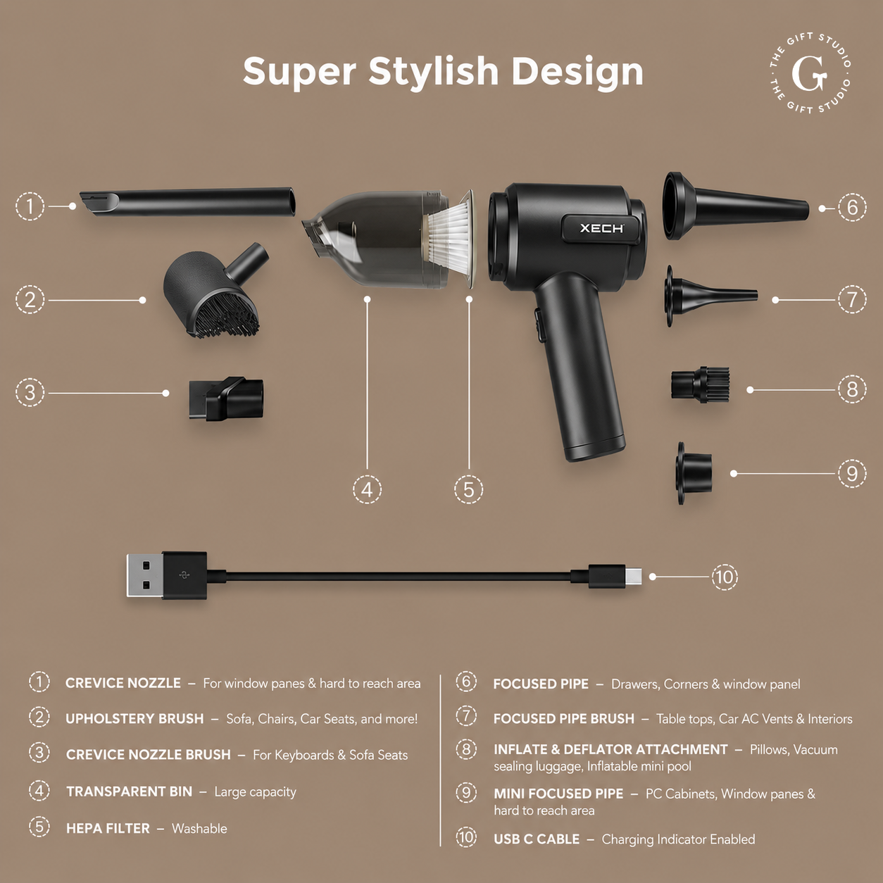 XECH V-GUN PRO – Cordless Vacuum & Blower with TGS branding