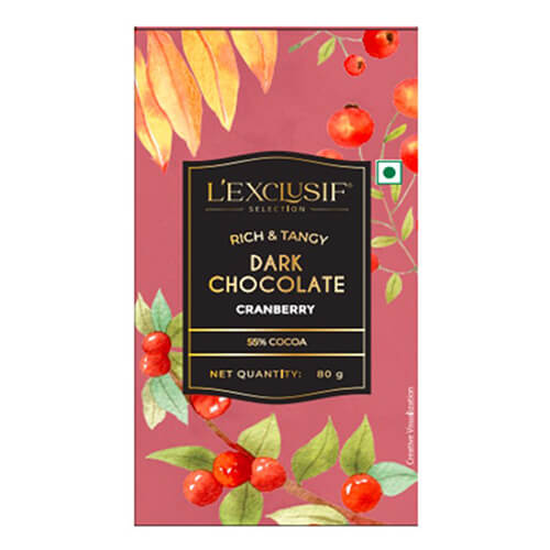 L Exclusif Cranberry Dark Chocolate Bar 80G