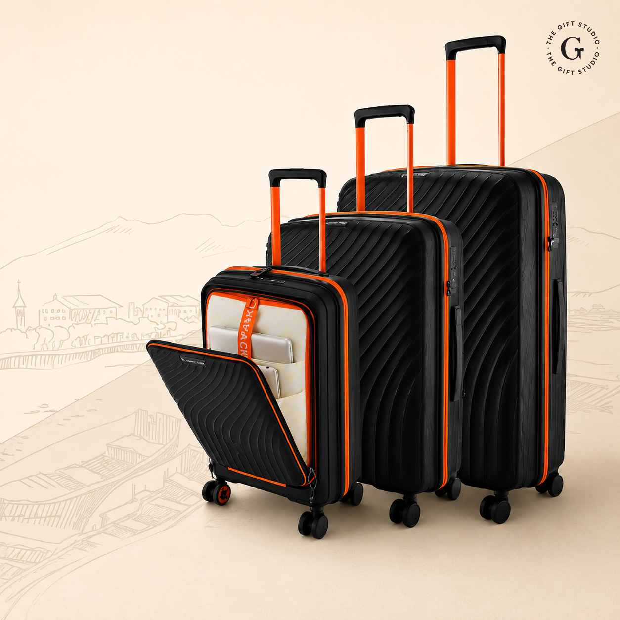 Nasher Miles Black Cabin Luggage Bag with TGS Logo Branding.