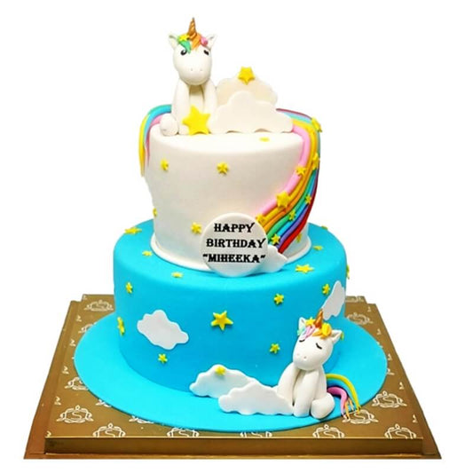 2 Tier Rainbow Unicorn Cake - The Gift Studio