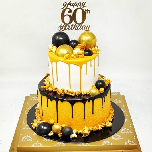 Gold & Black Drip Cake