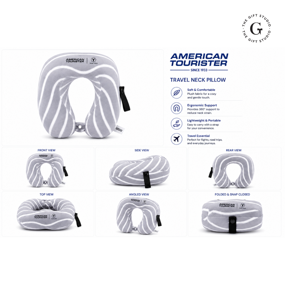 American Tourister Comfort Travel Pillow with TGS logo branding