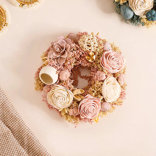 Eco-Friendly Rose Dried Flower Wreath Pink