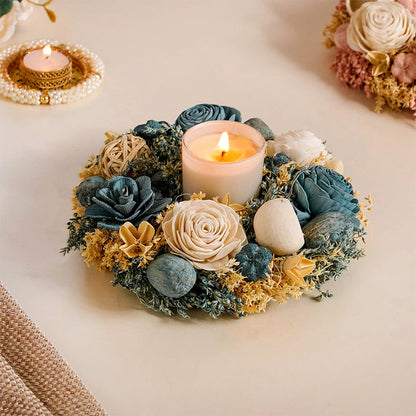 Sustainable Floral Wreath Garland Blue