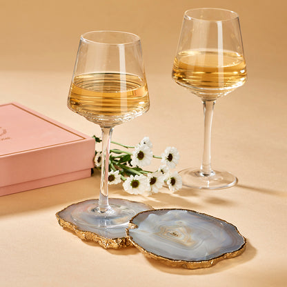 Grey Agate Gold Edge Coasters (Set of 2)