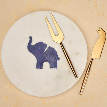 Marble Cheeseboard set with Blue Lapis Inlay