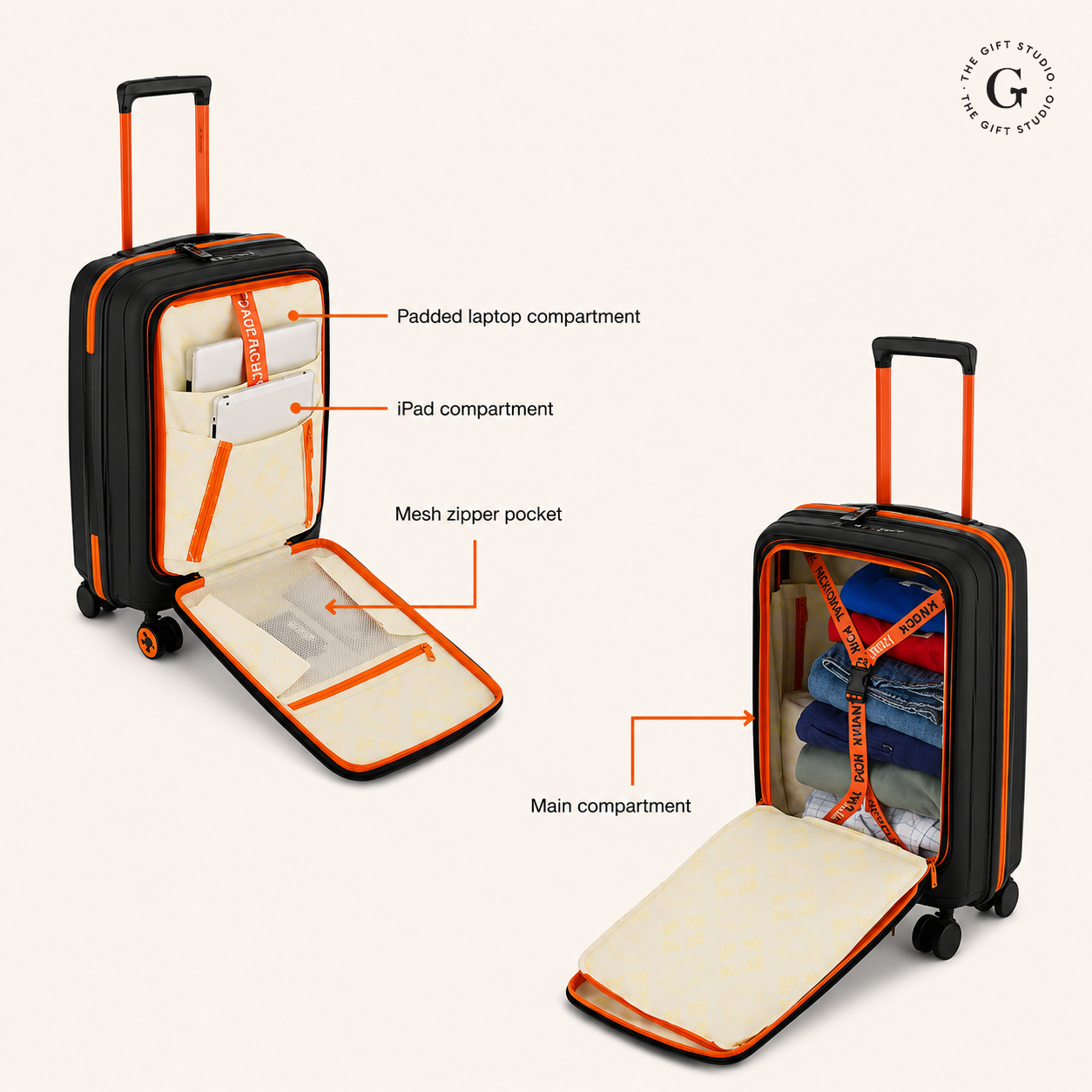 Nasher Miles branding 20* cabin small suitcase with TGS logo