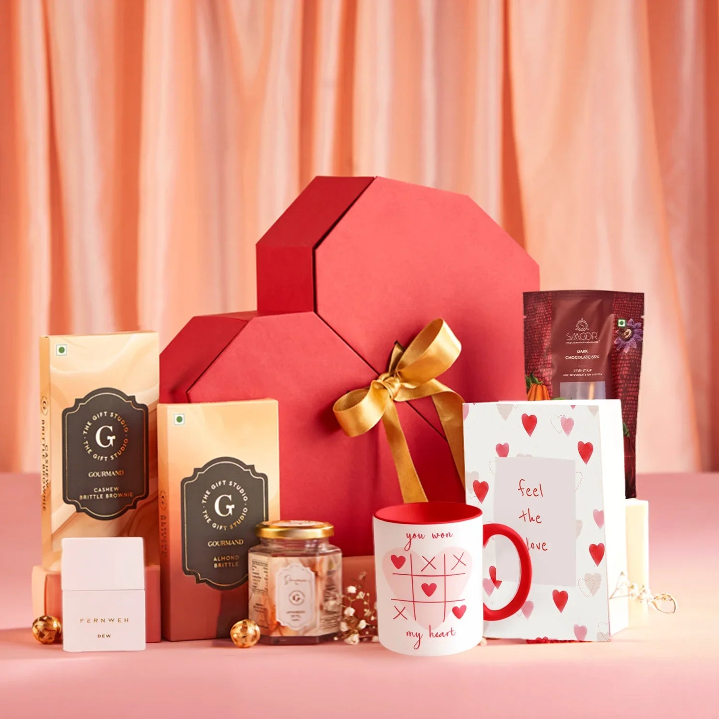 Be Mine Hamper items artfully displayed