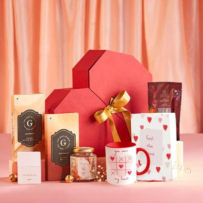 Be Mine Hamper items artfully displayed