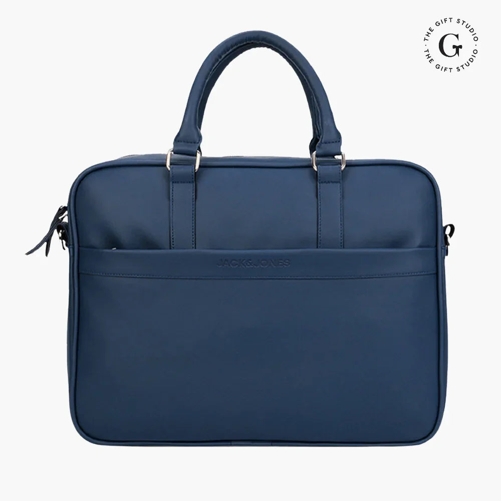 Blue handbag with a Jack & Jones  branding and TGS Logo