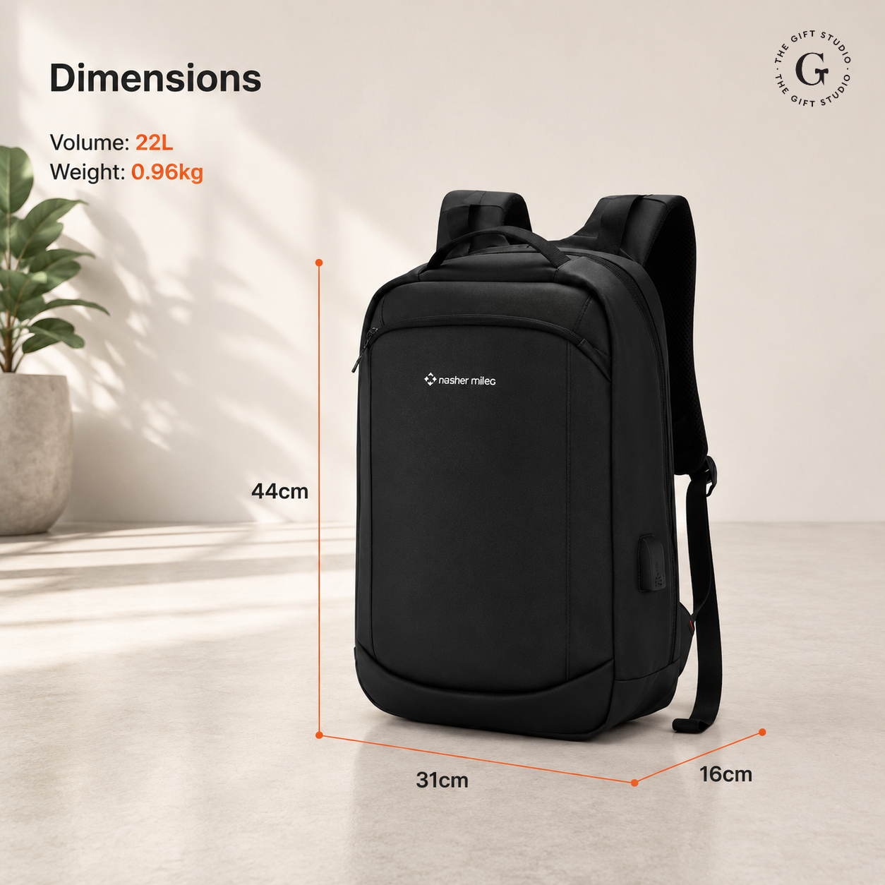 Nasher Miles Laptop backpack with TGS logo branding