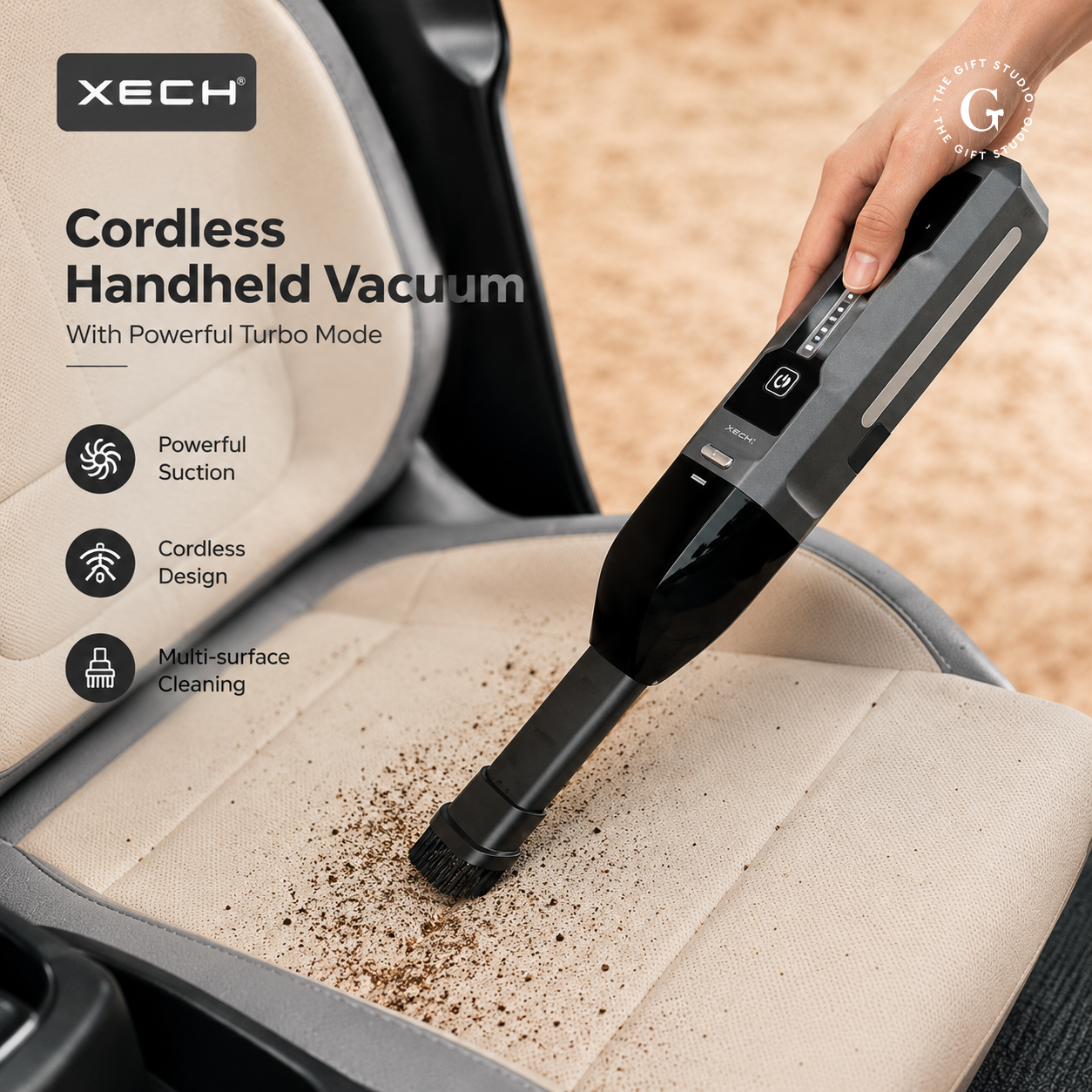 XECH Supervac high power cordless vacuum multi-functional automotive tool with TGs branding logo