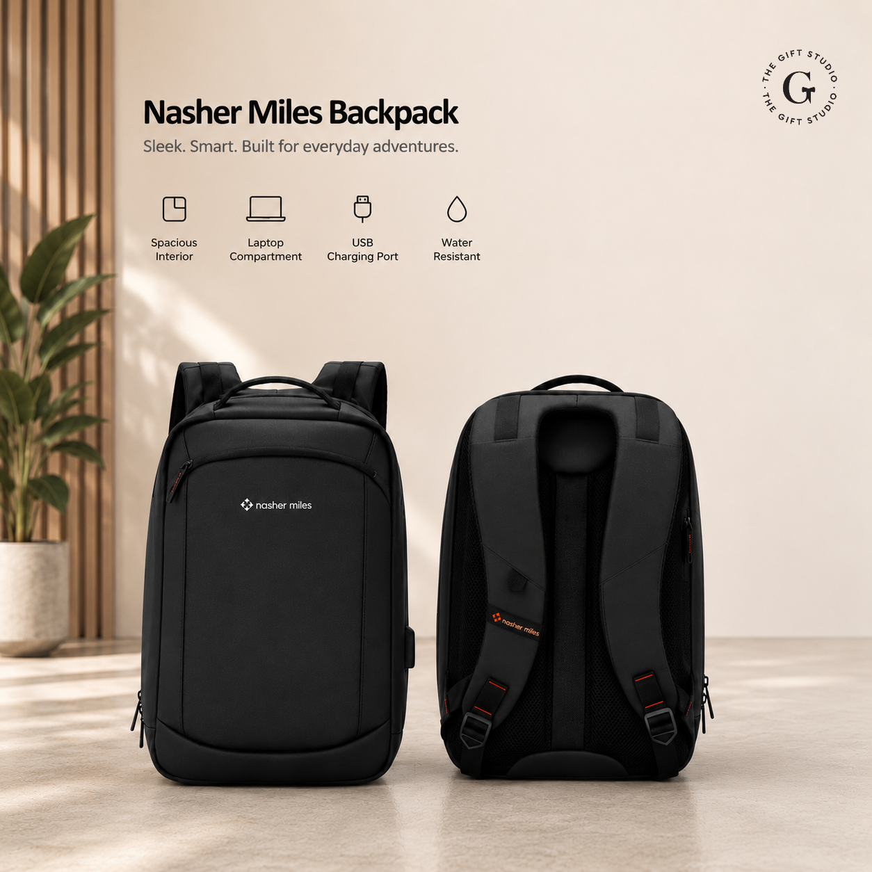 Nasher Miles Laptop backpack with TGS logo branding