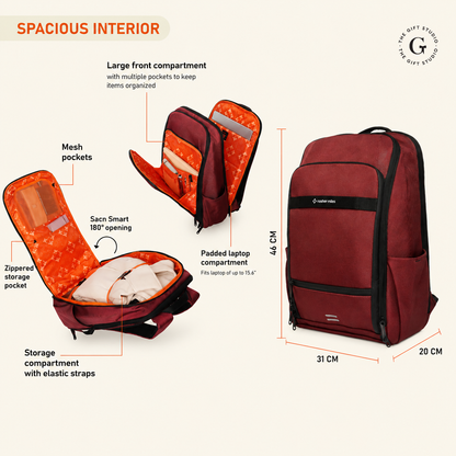 Nasher Miles Travel backpack with multiple compartments with TGS  branding