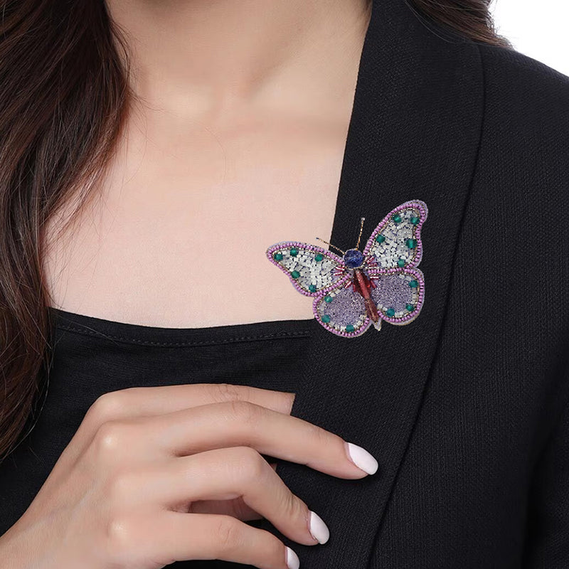 Flora Rakhi & Lavender Butterfly Brooch