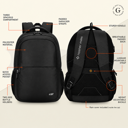 Black backpack with TGS branding