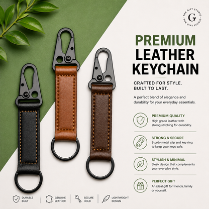 Stylish Leather strap and clipper Keyring with TGS branding