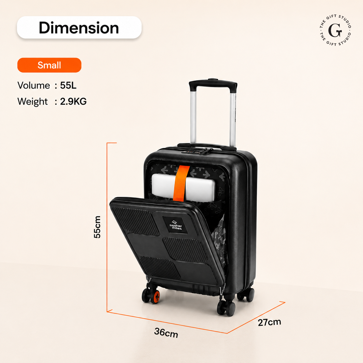 Nasher Miles brand Travel Cabin small luggage suitcase with TGS logo