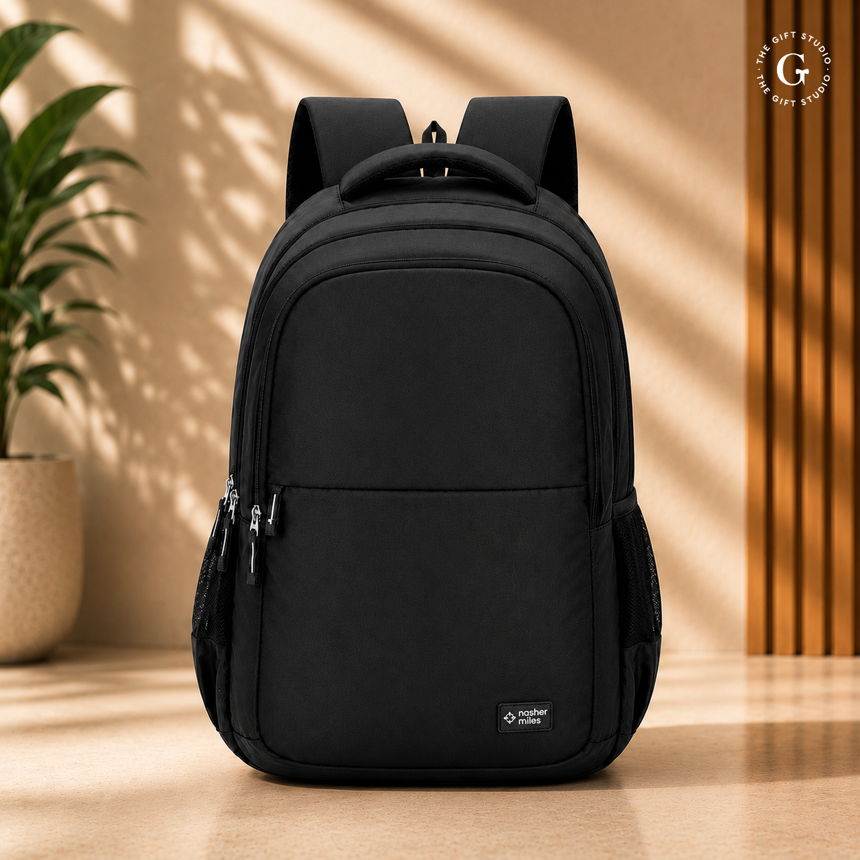 Black backpack with TGS branding