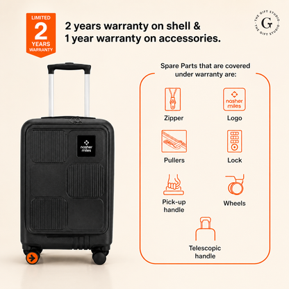 Nasher Miles brand Travel Cabin small luggage suitcase with TGS logo