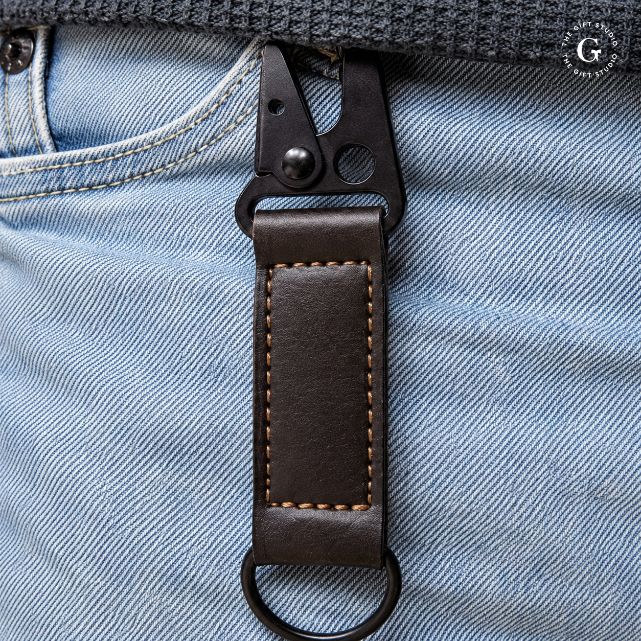 Stylish Leather strap and clipper Keyring with TGS branding