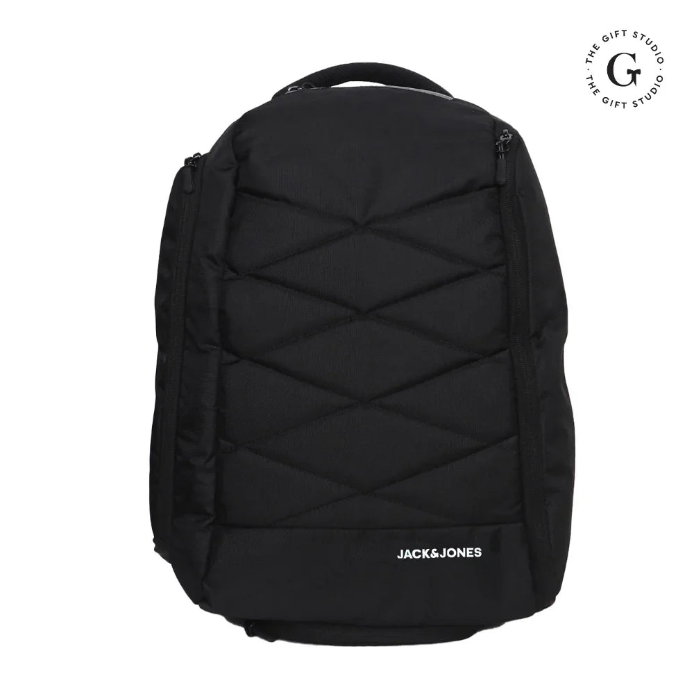 Black Jeff Max Backpack with TGS Logo and Jack & Jones Branding
