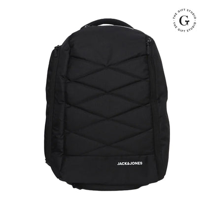 Black Jeff Max Backpack with TGS Logo and Jack & Jones Branding