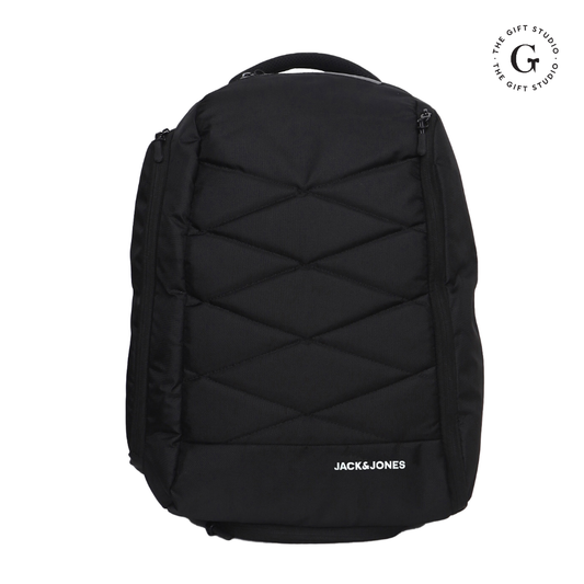 Black Jeff Max Backpack with TGS Logo and Jack & Jones Branding