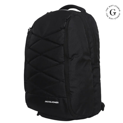 Black Jeff Max Backpack with TGS Logo and Jack & Jones Branding