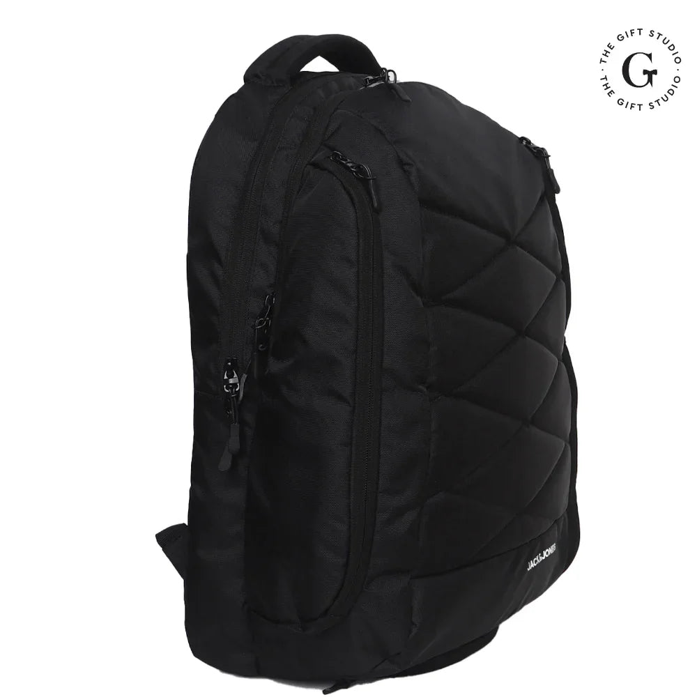 Black Jeff Max Backpack with TGS Logo and Jack & Jones Branding