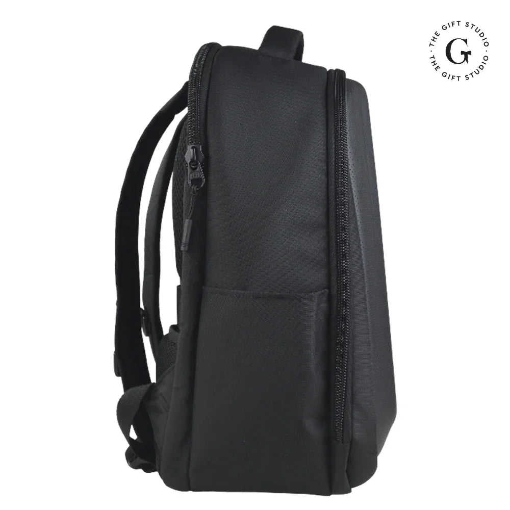 Black Molded backpack with Jack & Jones branding and TGS Logo