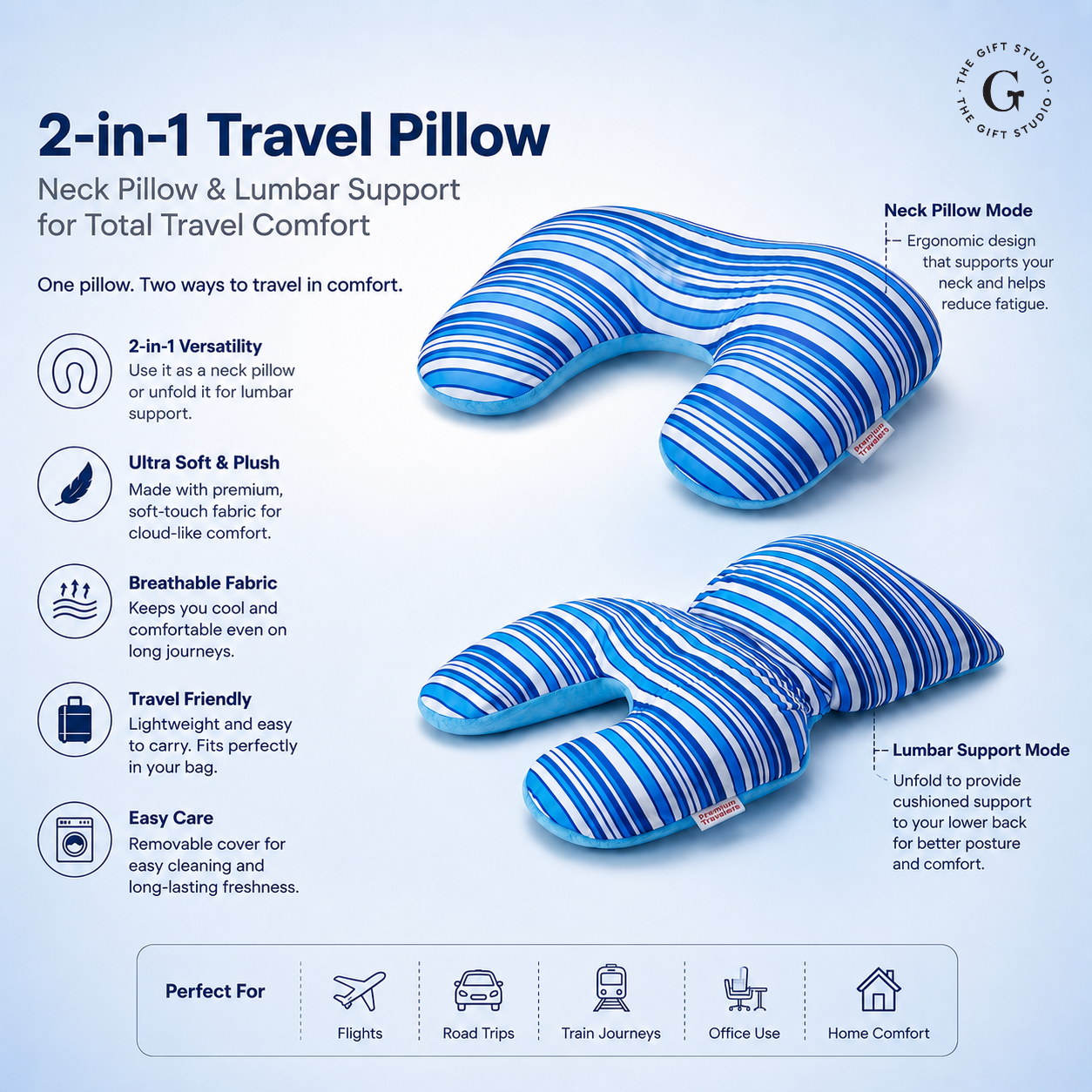 American Tourister 2 in 1 comfort form Neck & Lumbar support Pillow with TGS logo brandig